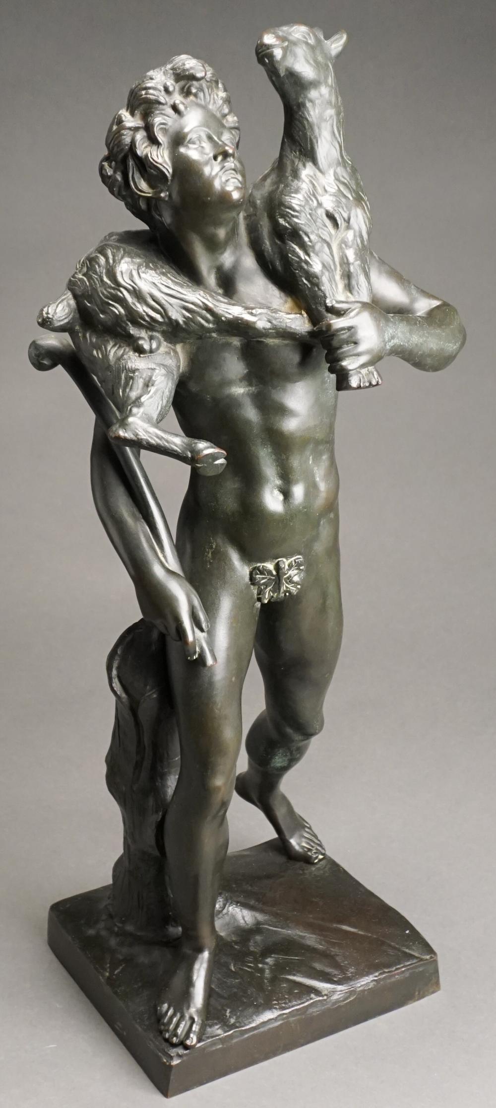 Appraisal: After Sculpture by Emile Louis Picault Satyr Youth with Goat