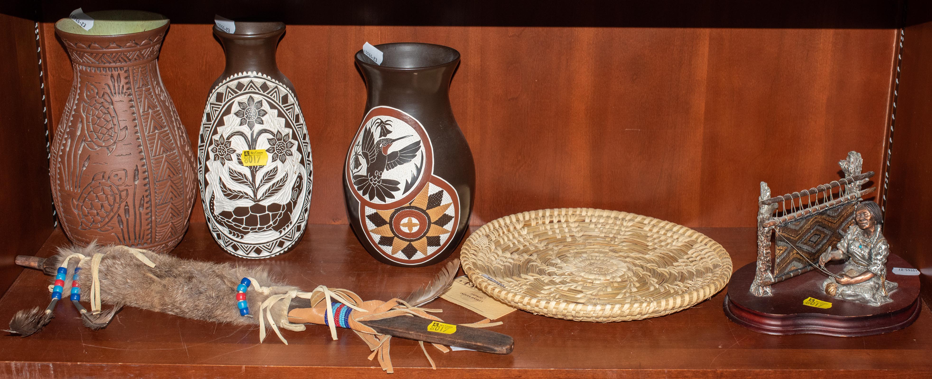 Appraisal: ASSORTED CONTEMPORARY NATIVE AMERICAN ITEMS Includes Legend mixed metal figure