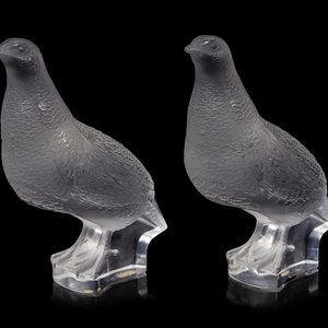 Appraisal: A Pair of Lalique Quail Figures Second Half th Century