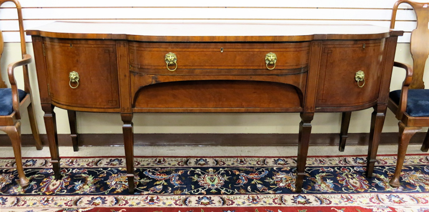 Appraisal: GEORGE III MAHOGANY SIDEBOARD English early th century centering a