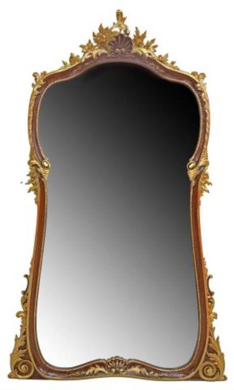 Appraisal: Monumental French Louis XV style mirror th c parcel gilt