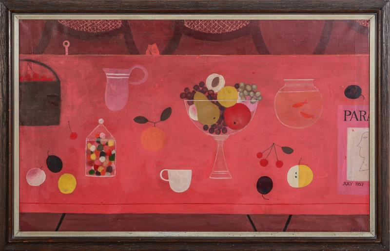 Appraisal: DORIS LEE - TABLE WITH FRUIT Oil on canvas signed