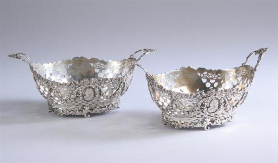 Appraisal: PAIR DUTCH SILVER HANDLED BON BON BASKETS Niekerk Bros Oval