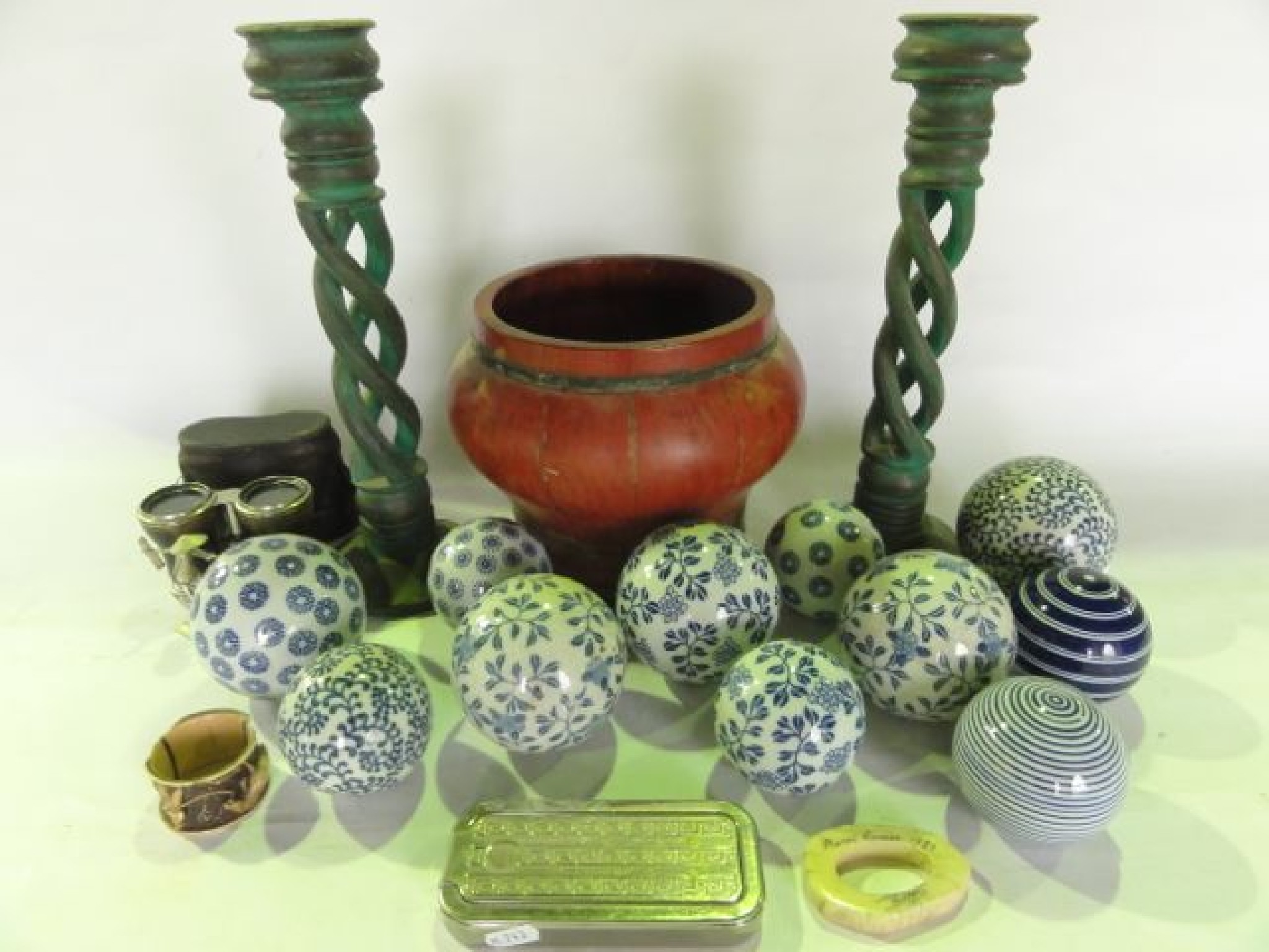 Appraisal: A quantity of decorative ceramic balls in a white ground