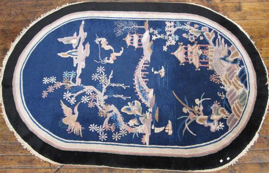 Appraisal: CHINESE CARPET A art dec chinese oval pictoral area rug