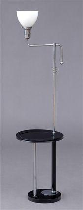 Appraisal: AMERICAN ART DECO CHROME-PLATED STEEL AND BLACK-LACQUERED FLOOR LAMP x