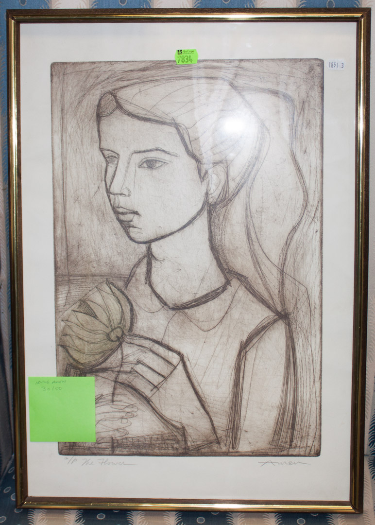 Appraisal: Framed artwork by Irving Amen