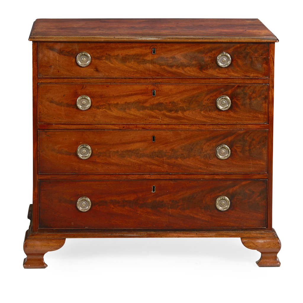 Appraisal: GEORGE III MAHOGANY CHEST OF DRAWERS TH CENTURY the rectangular