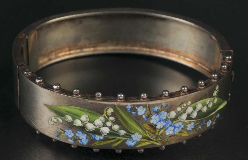 Appraisal: Antique Jewelry Sterling Silver Enamel Bracelet Description Bracelet has beautiful