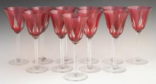 Appraisal: Set of Eleven French St Louis Crystal Cut Cranber Set