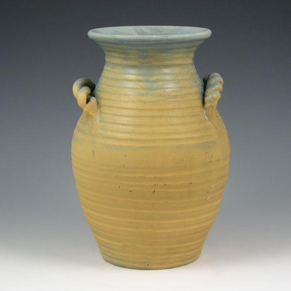 Appraisal: Weller hand-thrown Fleron vase in matte blue and yellow with