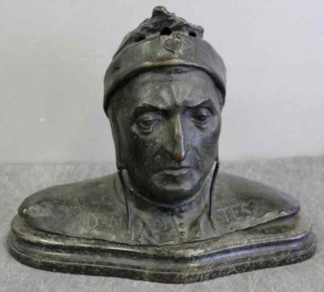 Appraisal: Bronze Bust of Dante on a Marble Base As is