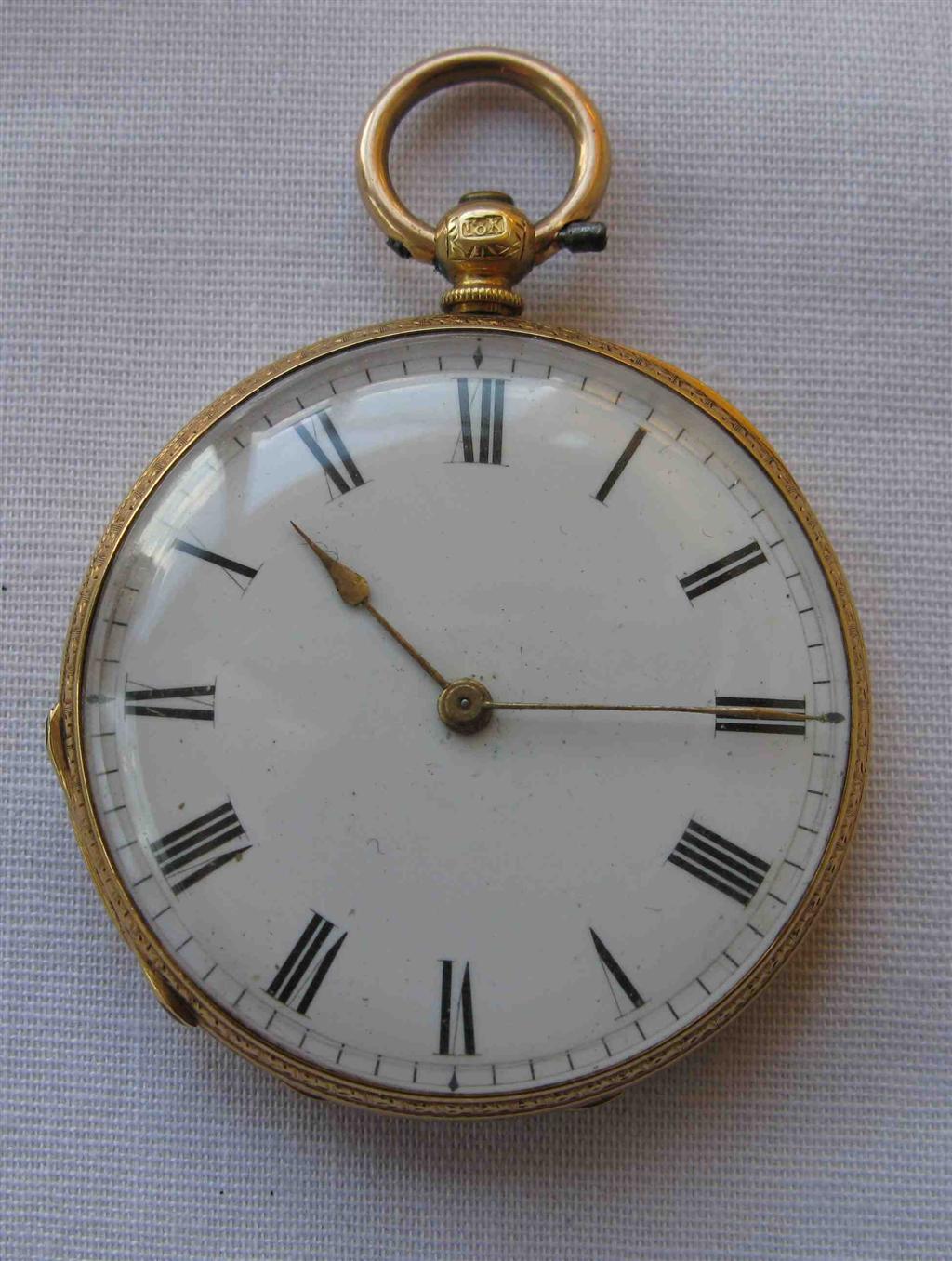 Appraisal: An ct gold cased Swiss pocket watch open faced key