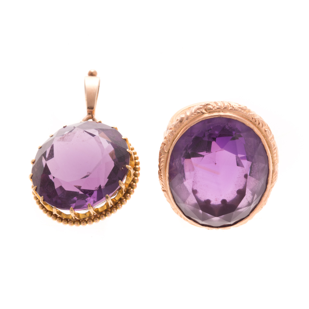 Appraisal: A Lady's Amethyst Ring Pendant in K K yellow gold