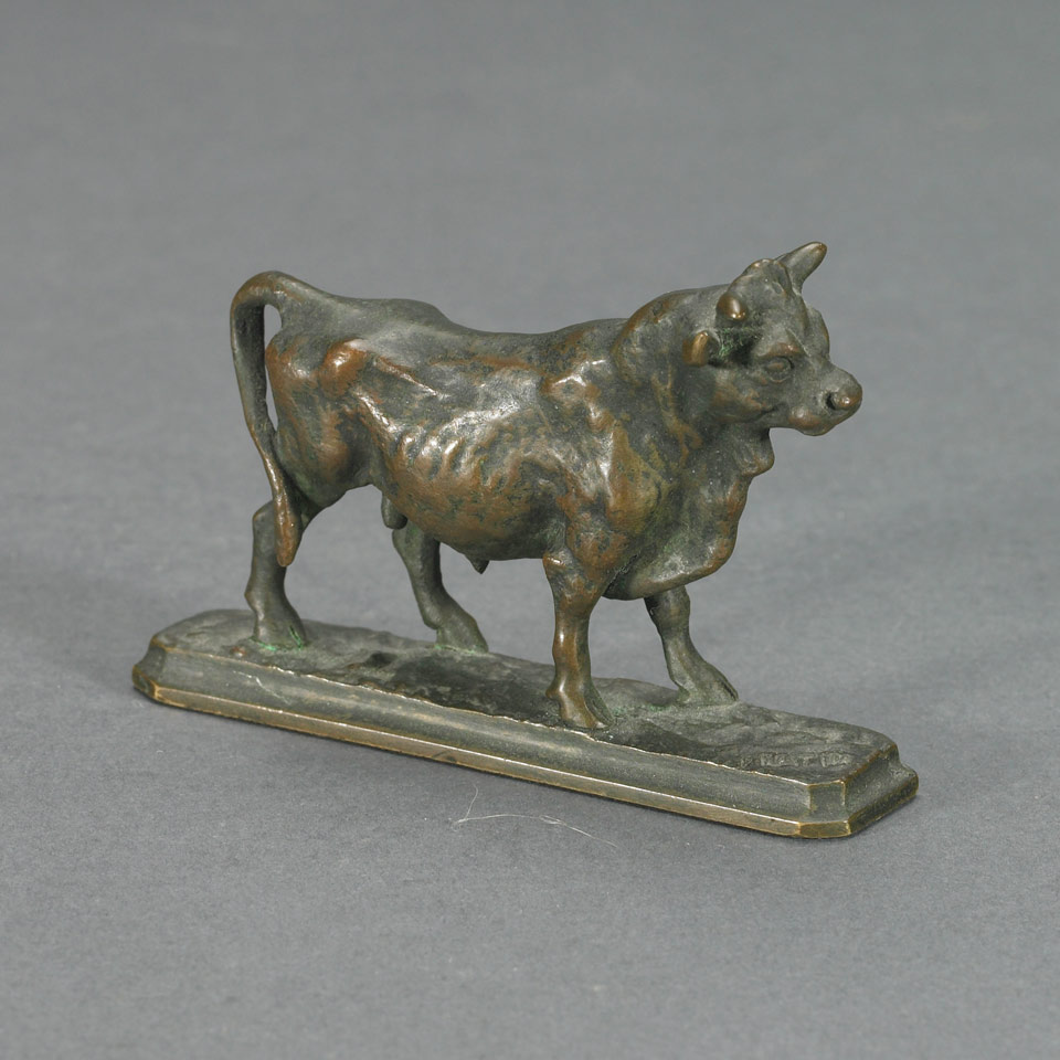 Appraisal: STANDING BULL Christophe Fratin French - miniature patinated bronze figure