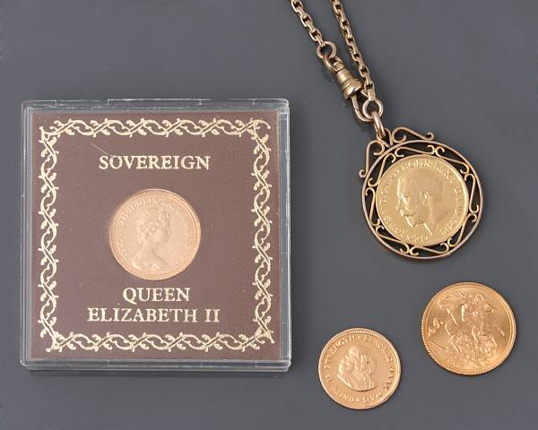 Appraisal: A collection of coins and coin pendant necklace including sovereign