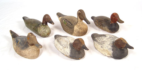 Appraisal: COLLECTION OF VINTAGE HANDMADE DUCK DECOYS piece working decoys unknown