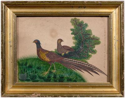 Appraisal: Watercolor sporting birds pair of pheasants inscribed on right edge