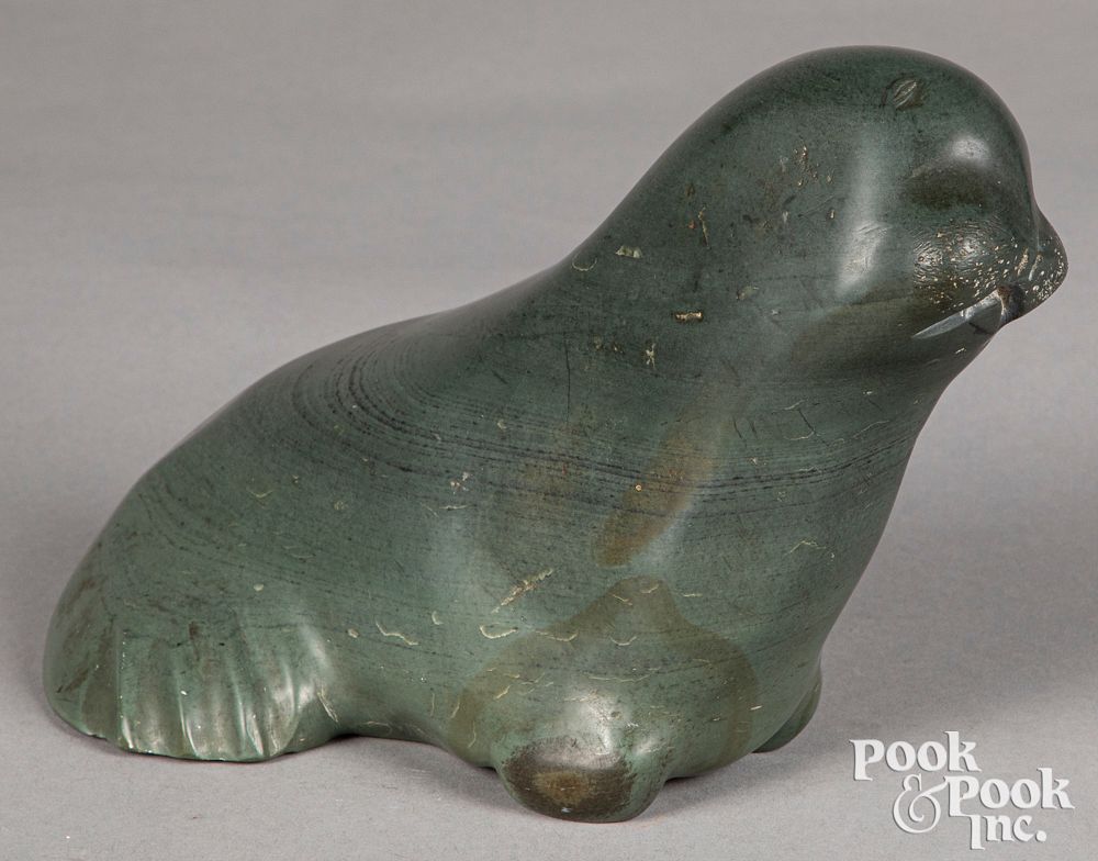 Appraisal: Large Peter Stone Inuit carved stone walrus Large Peter Stone