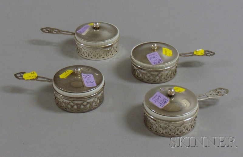 Appraisal: Four Reed Barton Sterling Silver Ramekins with white ceramic inserts