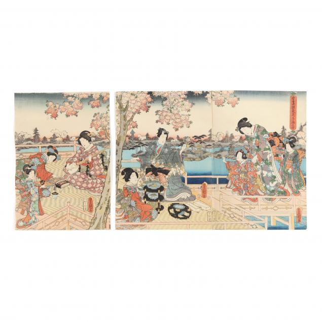 Appraisal: UTAGAWA KUNISADA JAPANESE - EASTERN GENJI'S CHERRY BLOSSOM BANQUET Circa