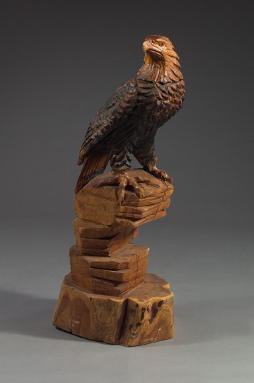 Appraisal: Large and Dramatic Folk Art Carved American Bald Eagle mid-