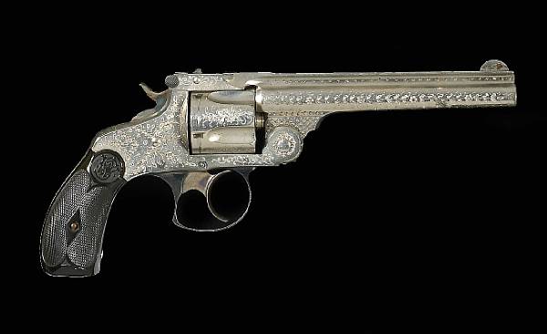 Appraisal: An engraved Smith amp Wesson Third Model double action revolver