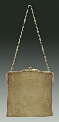 Appraisal: kt gold mesh purse frame with openwork floral decoration acorn