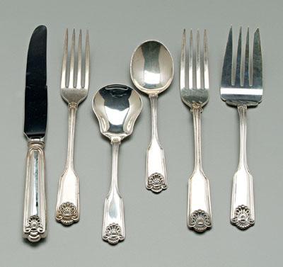 Appraisal: Fiddle Shell sterling flatware Frank Smith Silver Co pieces most