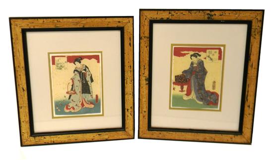 Appraisal: ASIAN th C Japanese wood block prints attributed to Toyokuni