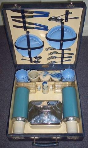 Appraisal: A s fitted picnic case including cups saucers flasks etc