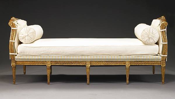 Appraisal: A Swedish Neoclassical giltwood settee late th century The arched