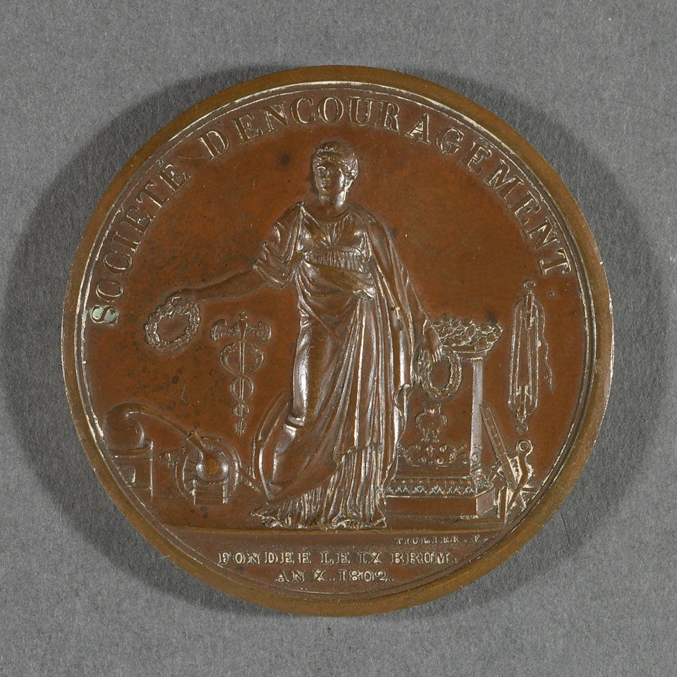 Appraisal: French Copper Societ D Encouragement Medal Tiolier unengraved in diameter