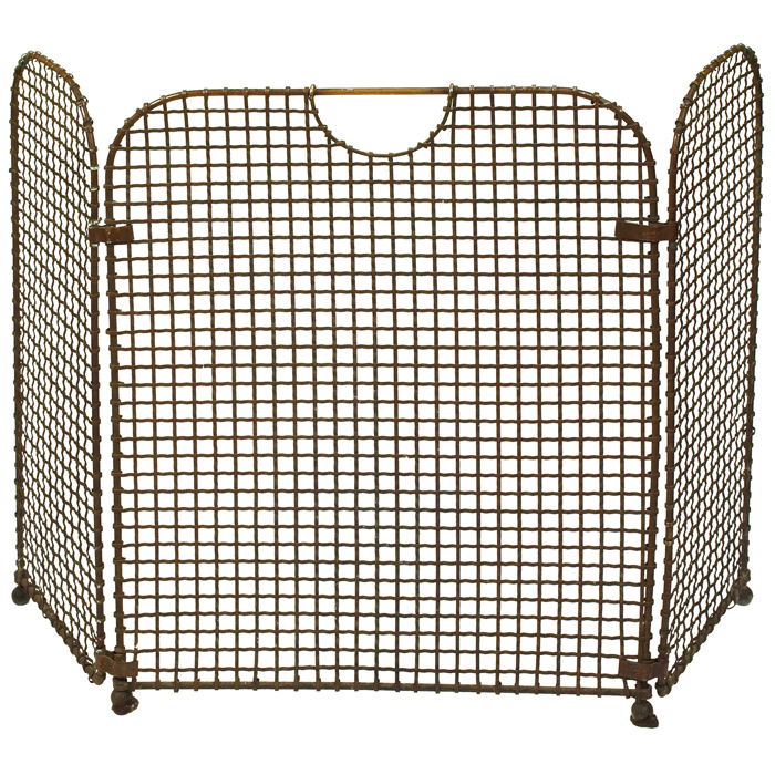 Appraisal: Arts and Crafts fire screen bronzed metal with three lattice