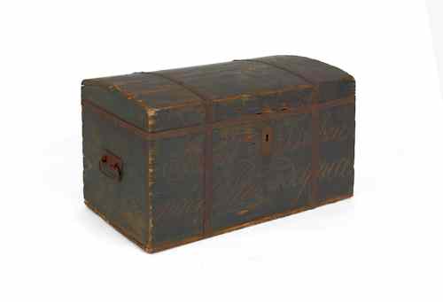 Appraisal: Painted pine dome lid trunk early th c inscribed Jacob