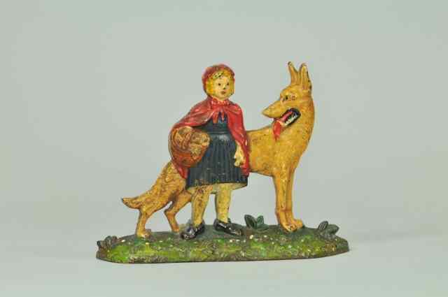 Appraisal: LITTLE RED RIDING HOOD WOLF DOORSTOP Embossed ''Little Red Riding