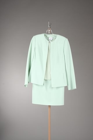 Appraisal: Akris green zip front jacket with matching shirt skirt pieces