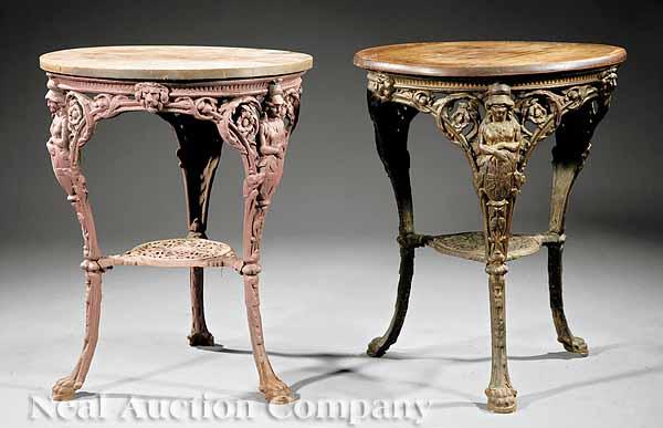 Appraisal: Two English Cast Iron Pub Tables mid- th c in