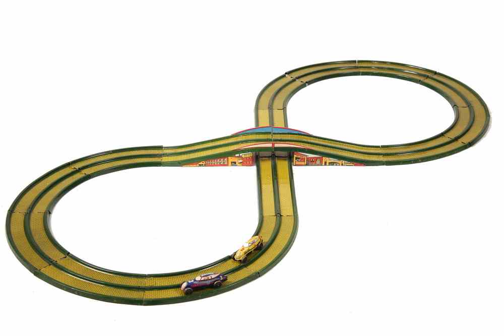 Appraisal: TIN LITHO RACE TRACK SET - 's Marx Toys Streamline