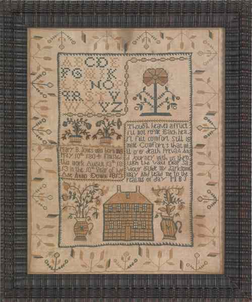 Appraisal: Trenton New Jersey silk on linen needlework sampler wrought by