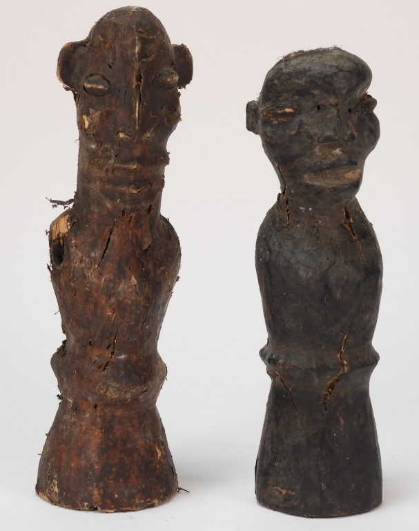 Appraisal: PR AFRICAN EKOI TRIBE CARVED WOOD PUPPET FIGURES AfricaEarly th