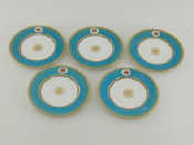 Appraisal: A set of five porcelain dessert plates each broad turquoise