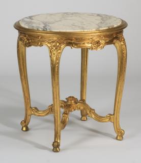 Appraisal: Marble top giltwood side table Louis XV style marble top