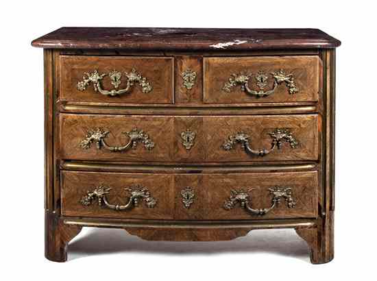 Appraisal: A Louis XVI Style Commode the rouge marble top over