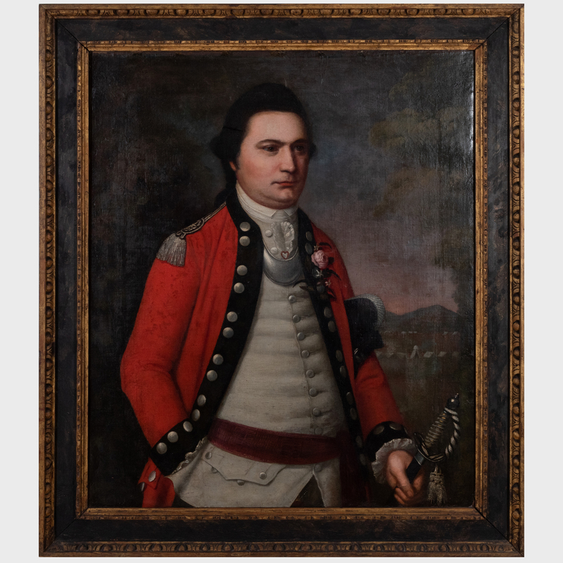 Appraisal: English School Portrait of a British Officer Oil on canvas