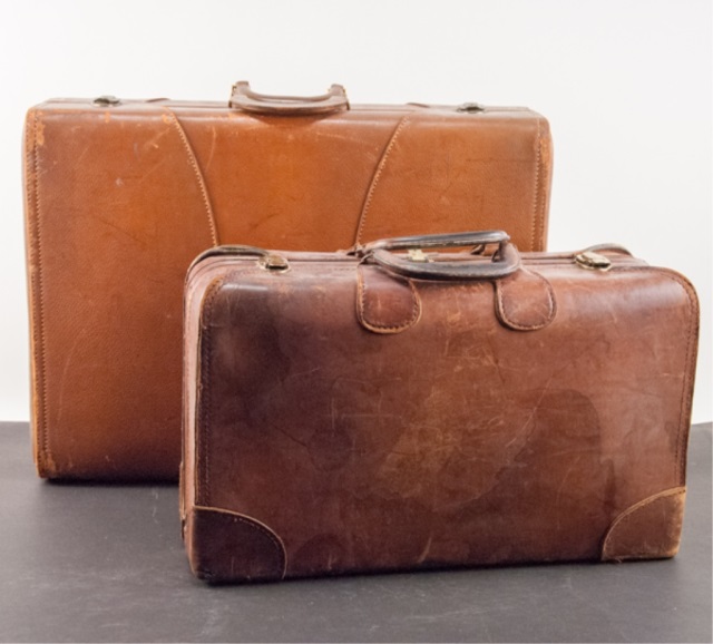 Appraisal: Two Leather Suitcases One Saks Fifth Avenue and One Hartmann