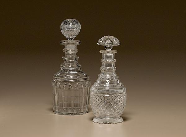 Appraisal: ANGLO-IRISH CUT GLASS DECANTERS Anglo-Irish ca - Two cut glass