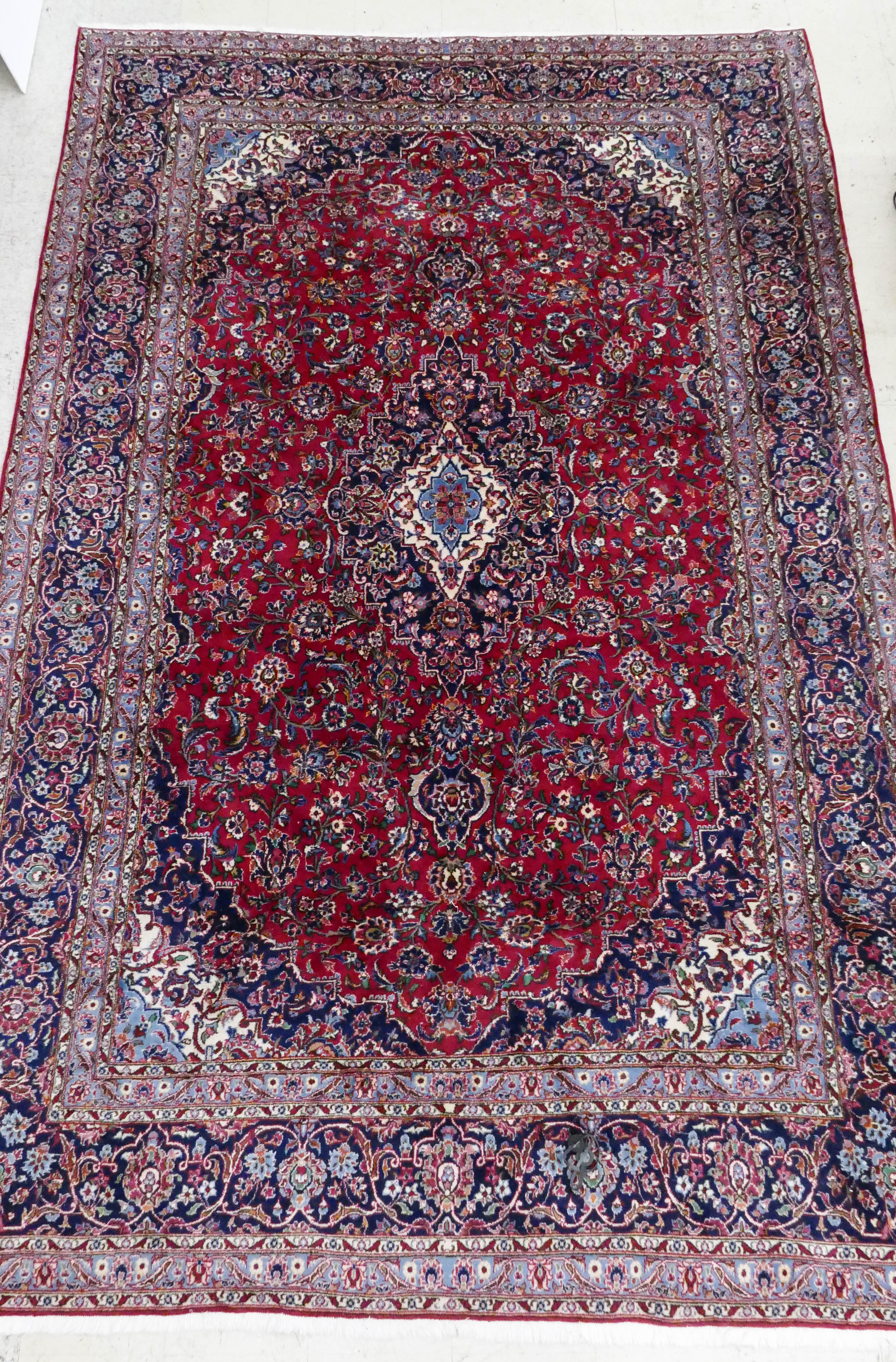 Appraisal: Persian Medallion Oriental Rug 'x ' Colorful red ground with