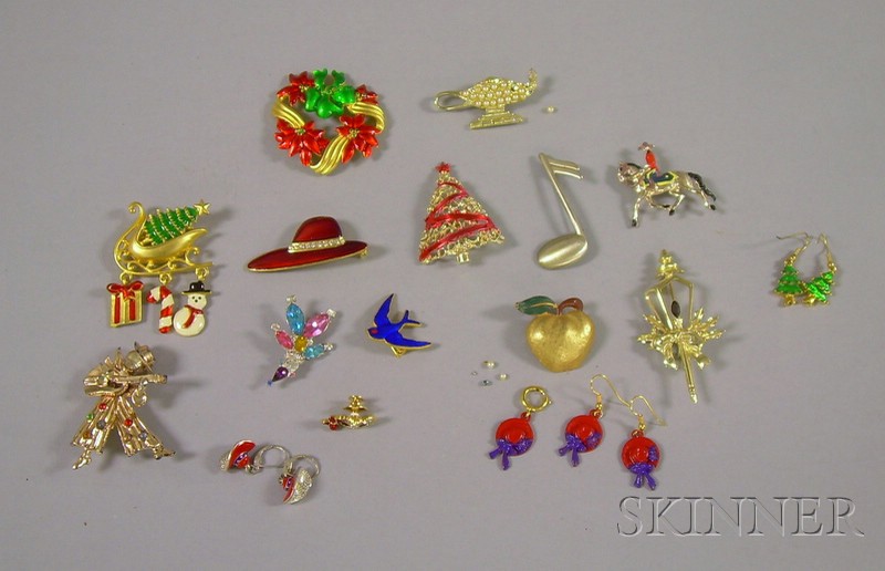 Appraisal: Group of Costume Jewelry Brooches including signed pieces by Jomaz