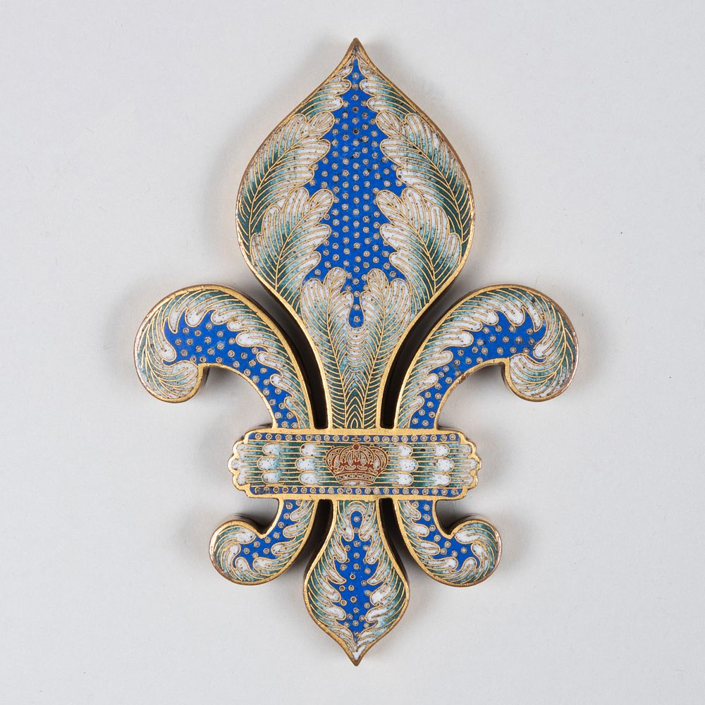 Appraisal: Continental Bronze and Enamel Fleur-de-lis Paper Weight x in J